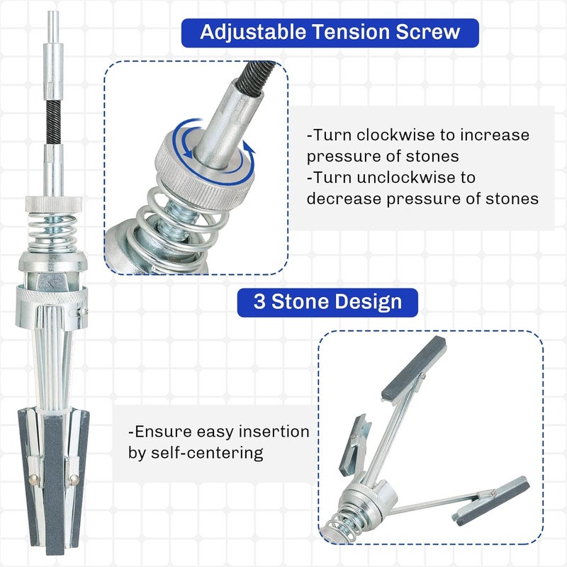weyleity Engine Cylinder Hone Tool | 2" to 6-1/2" Diameter Adjustable Deglazer with Extra 3PCS Stones 220 Grit Engine Cylinder Hone Adjustable Deglaze Set for Grinding Holes (3") - Image 5
